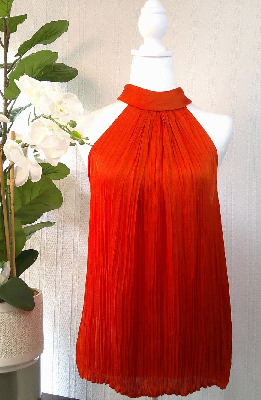 NWT Worthington Burnt Orange High Neck Sleeveless Blouse -Medium RTL $44